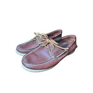 Timberland Hand-Constructed Brown Leather Boat Shoe Oxford Slip on Size 9.5